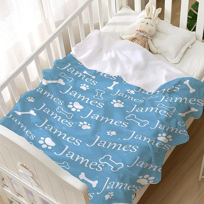 Personalized Dog Blanket - Custom Paw Print Pet Throw, 40"x30" for Small Dog