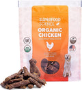Organic Dog Treats, w/ Chicken, Sweet Potato, Turmeric, & Flaxseed, Low-Calorie, Grain-Free, Semi-Soft, Natural Dog Jerky, Healthy Dog Treats for Training Puppies, Small, Medium & Large Breeds, 5 oz