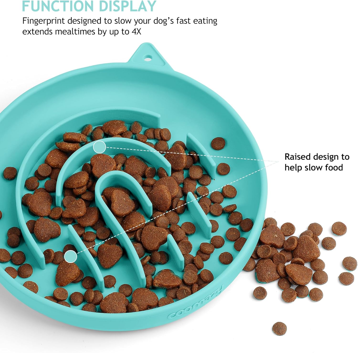 Coomazy Silicone Slow Feeder Dog Cat Bowls, Interactive Puzzle Toy for Pets Dry/Wet Food Training, Keeps Dogs Cats Busy, Prevents Puppy Kitty Overeating (Cyan, 1.4 Cup)