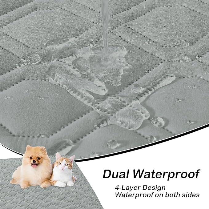 hyha Waterproof Dog Bed Blanket, Soft Pet Blankets, Waterproof Couch Cover for Dogs, Reversible Sofa Covers Washable for Furniture (52x82 Inch, Grey/Beige)