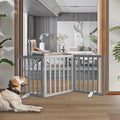 ZJSF Freestanding Indoor Dog Gate for House Foldable Wood Puppy Gate for Doorways Pet Gate for Stairs Extra Wide Pet Fence, Grey, 24" Height 3 Panels