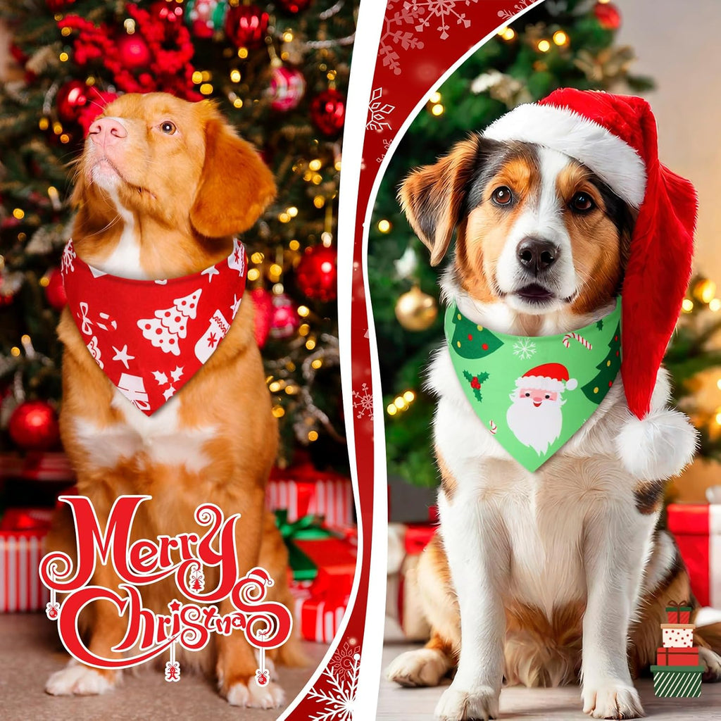 Abbylike 100 Pcs Christmas Dog Bandanas Bulk Xmas Bandanas for Dogs Triangle Kerchief Bibs Scarf Set for Pet Xmas Costume Photo Props Accessories Pet Shops Grooming, 25 Styles (31.5 x 21.7 x 21.7)