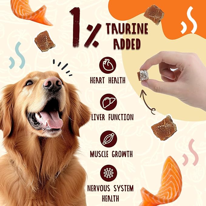 PAWUP Salmon Dog Treats, Healthy Salmon Bites, Dog Jerky Training Treats with Taurine, Rich in Omega-3, 12oz (Smoked Flavor)