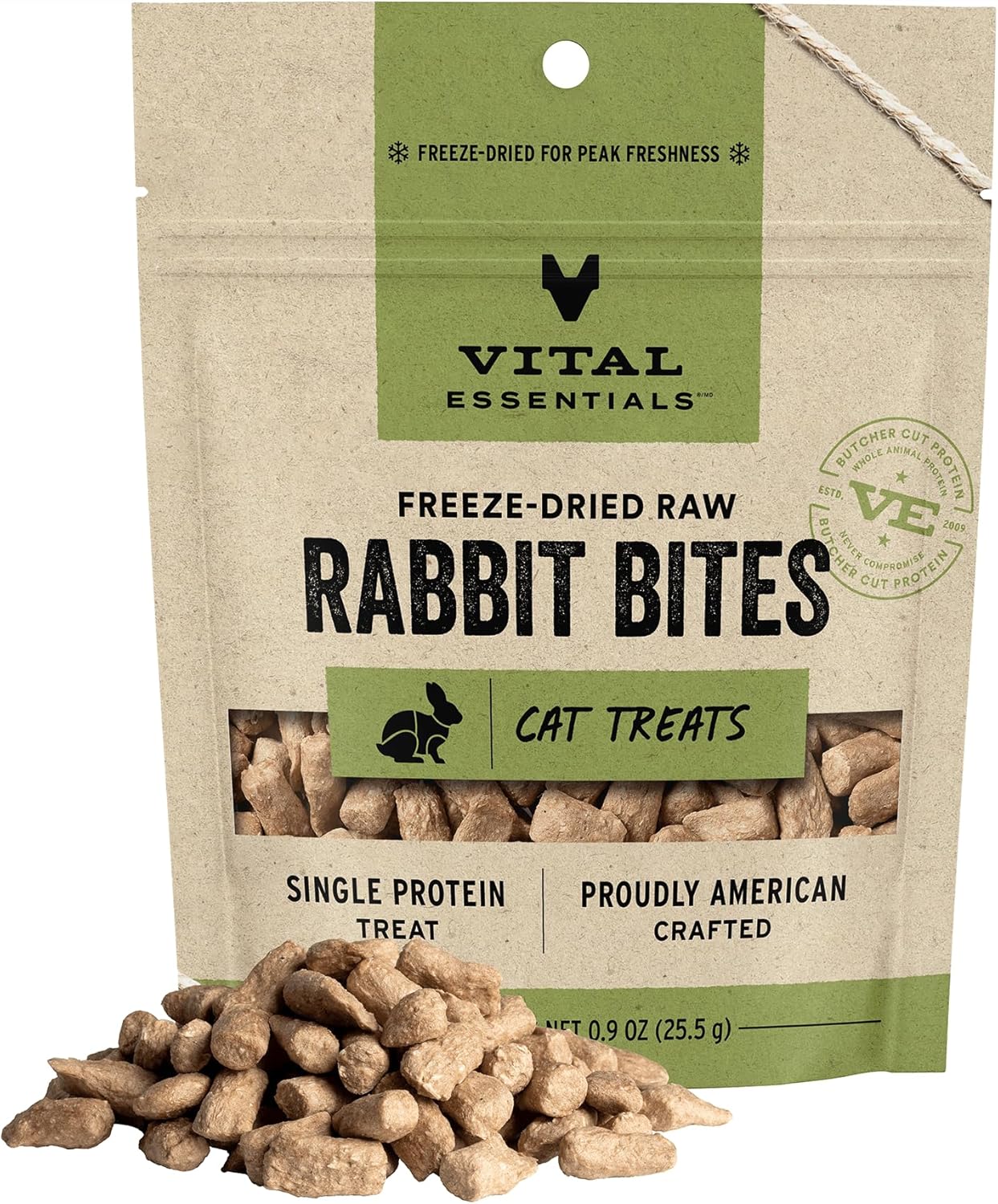 Vital Essentials Rabbit Bites Cat Treats, 0.9 oz | Freeze-Dried Raw | Single Protein | Grain Free, Gluten Free, Filler Free