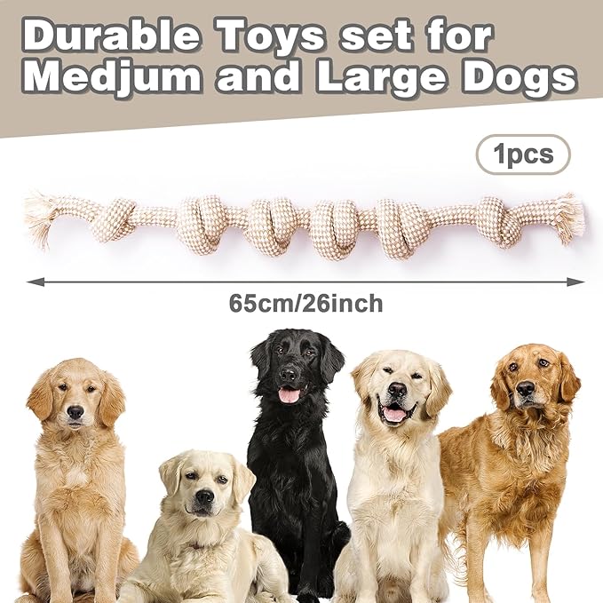 Dog Rope Toy, Rope Toys for Dogs Aggressive Chewers, for Large Dogs for Cleaning Teeth, Bite Resistant, 1 Pack