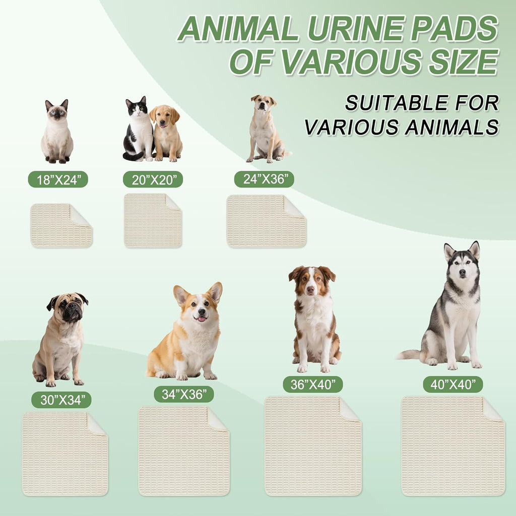 Washable Pee Pads for Dogs, 2 Pack Reusable Puppy Pads Dog Pads, Non-Slip Dog Pee Pads, Leakproof Pet Pee Pads Wee Wee Pads for Dogs. (Cream White, 20"x20"(Pack of 2))