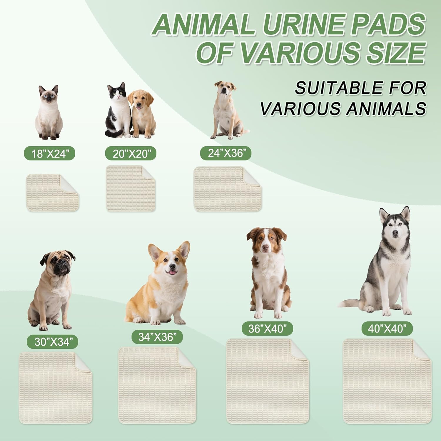 Washable Pee Pads for Dogs, 2 Pack Reusable Puppy Pads Dog Pads, Non-Slip Dog Pee Pads, Leakproof Pet Pee Pads Wee Wee Pads for Dogs. (Cream White, 24"x36"(Pack of 2))