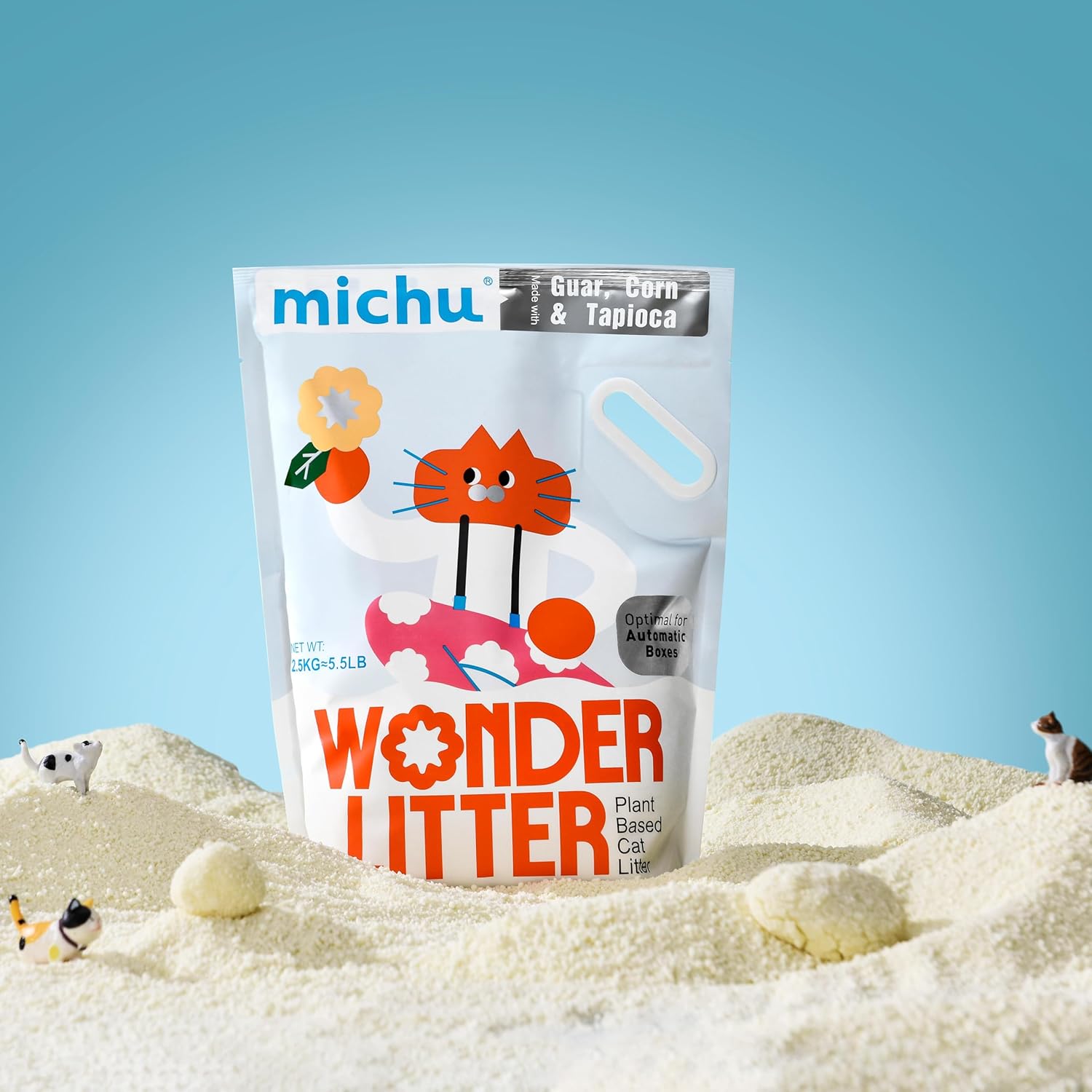 Tofu Cat Litter Natural Clumping Tofu Cat Litter 5.5lb/88oz 5 Scents (Greentea + Wonder Litter, 2 Pack)