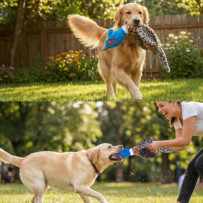 24” No Stuffing Duck Dog Toy – Large Durable Plush Bird with 2 Squeakers & Crinkle Sound, Tough Chew Toy for Medium & Large Dogs, Interactive Fetch & Tug Toy for Aggressive Chewers