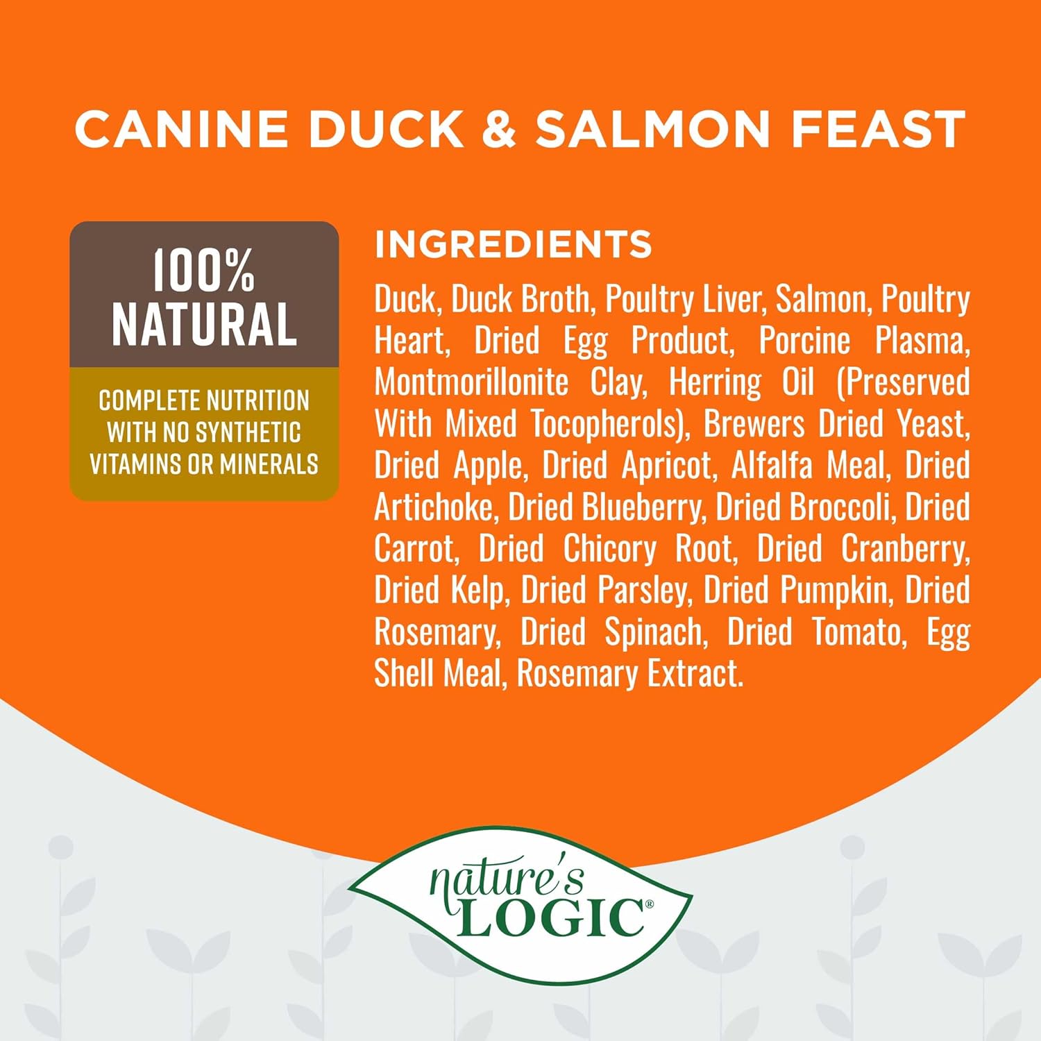 Nature's Logic Grain-Free Canned Dog Food - 95% Animal Proteins - 100% Natural Wet Dog Food Cans - No Common Allergens - All Life Stages - Ideal for Sensitive Dogs - Duck & Salmon (13.2 oz, 12 pack)