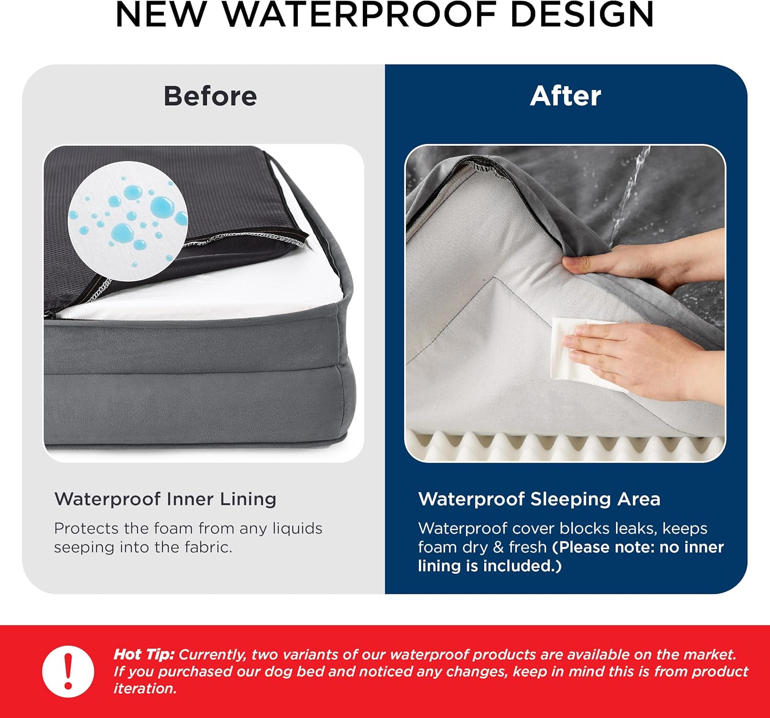 Bedsure Orthopedic Dog Beds for Small Dogs - Washable Small Dog Cat Bed Waterproof, Comfort Pet Couch Sofa with Washable Removable Cover, Pets Bed with Nonskid Bottom, Ivory, 24"