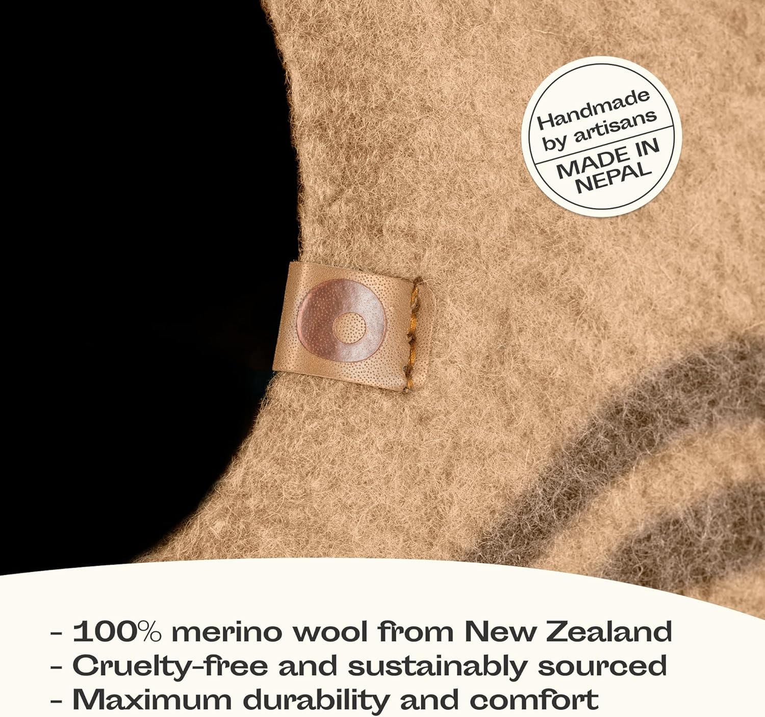 MEOWFIA Cat Cave – Premium Felt Cat Bed for Indoor Cats, Handmade 100% Merino Wool (Beige, Medium)