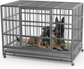 Oranland 38 Inch Heavy Duty Indestructible Dog Crate Cage Kennel with Wheels, High Anxiety Dog Kennel, Sturdy Locks, Double Door and Removable Tray Design, Extra Large XL Dog Crate.