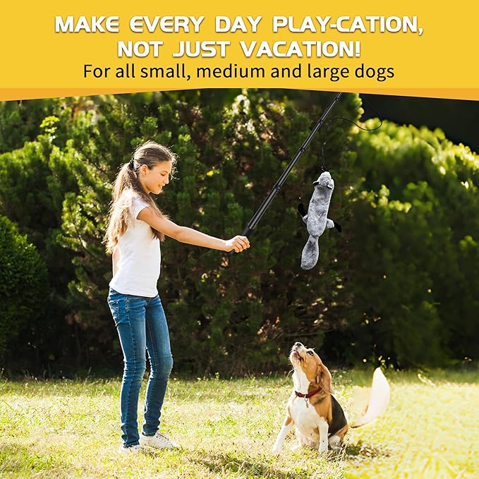 Flirt Pole for Dogs - Interactive Toys Tug-of-war for Dog, Five-Section Retractable Adjustable Length for Outdoor Exercise & Training