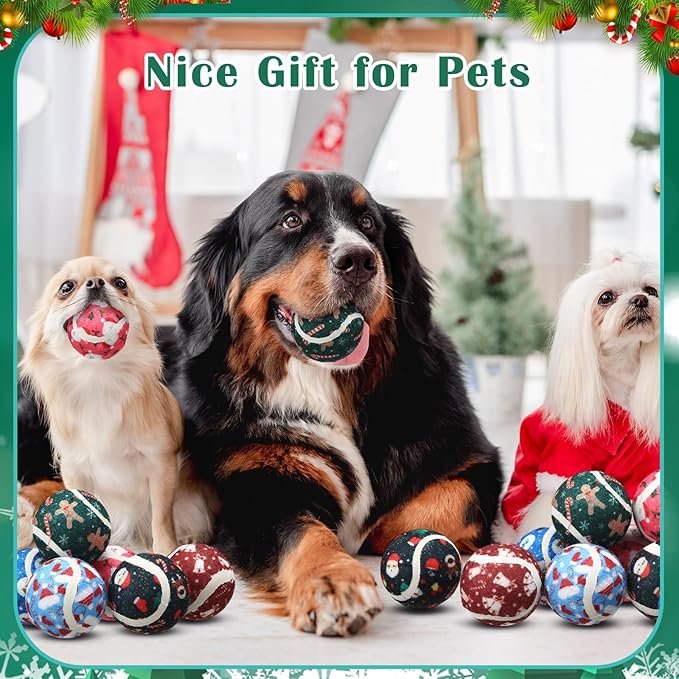36 Pcs Dog Squeaky Tennis Balls 2.5 Inch Interactive Balls for Small Medium Large Dogs Teething Chew Toys for Throwing Fetch Exercise Playing Outdoor 6 Style(Snowman)