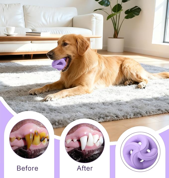 Dog Chew Toys for Aggressive Chewers,Natural Rubber/Heavy Duty Chew Toy for Fetch & Tug, Indestructible Dog Toy -Anxiety Relief &Long Lasting &Training & Dishwasher Safe, Tough Dog Toy,Purple