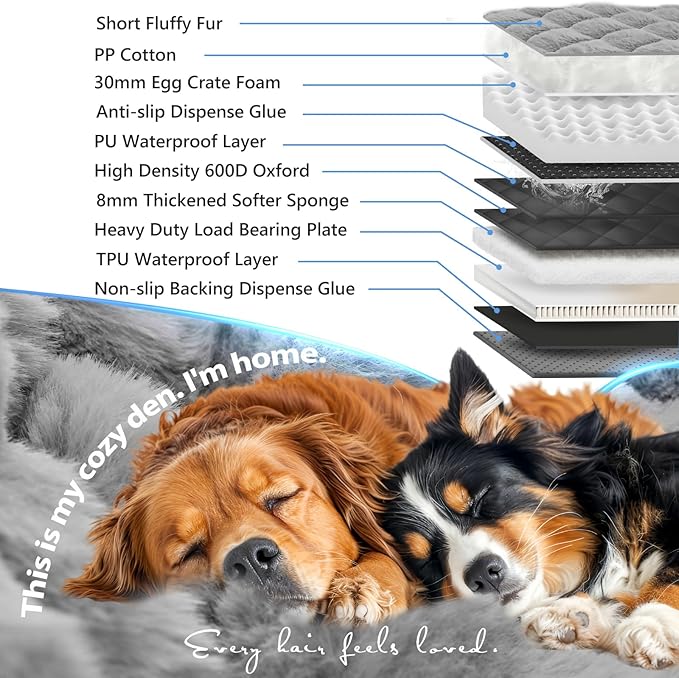 Truck Back Seat Extender for Dogs with Thick Egg Crate Foam Fuzzy Blanket Bed Mat, Soft Pet Car Seat Covers, Sturdy Backseat Trucks Dog Bed for Travel, Waterproof Dog Hammock for Truck Crew Cab