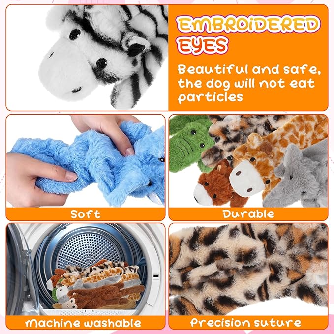 Outus 20 Pcs No Stuffing Dog Squeaky Toys Bulk for Aggressive Chewers, Crinkle Teething Chew Plush Toys for Small Medium Large Pet Gift, 20 Styles(Vivid Style)