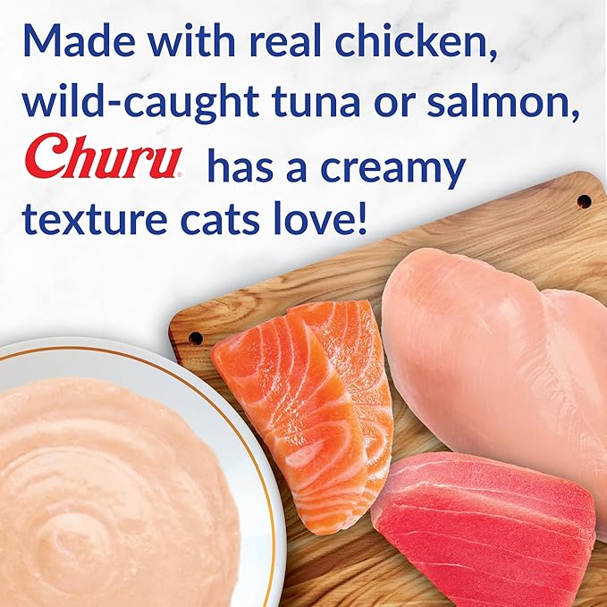 INABA Churu Cat Treats, Grain-Free, Lickable, Squeezable Creamy Purée Cat Treat/Topper with Vitamin E & Taurine, 0.5 Ounces Each Tube, 20 Tubes, Chicken & Beef Variety Box