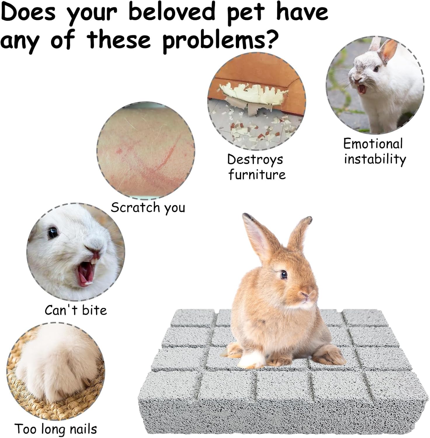 Hamiledyi 2PCS Rabbit Scratching Pads Bunny Lava Grinding Claw Pads Small Animal Foot Pads Hamster Scratch Board Chew Toys for Gerbil Chinchilla Hedgehog Guinea Pig Cage Accessories