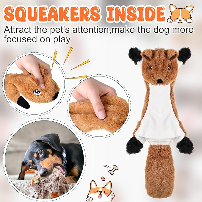 Outus 20 Pcs No Stuffing Dog Squeaky Toys Bulk for Aggressive Chewers, Crinkle Teething Chew Plush Toys for Small Medium Large Pet Gift, 20 Styles(Classic Style)