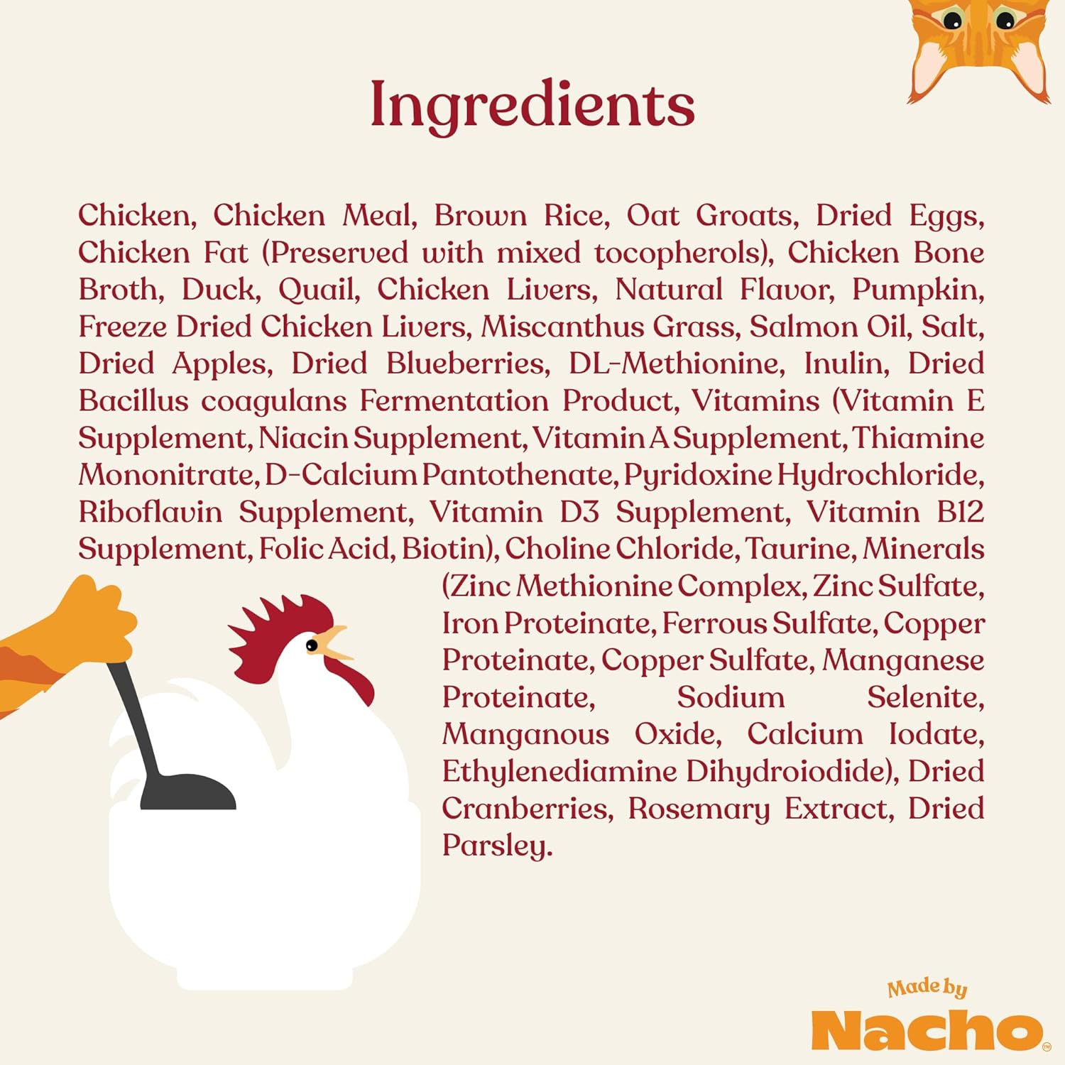 Made by Nacho Dry Cat Kibble 2lb Bag, High Protein Premium Cat Food with Freeze-Dried Pieces, Cage-Free Chicken, Duck & Quail, Limited Ingredients, Single Bag