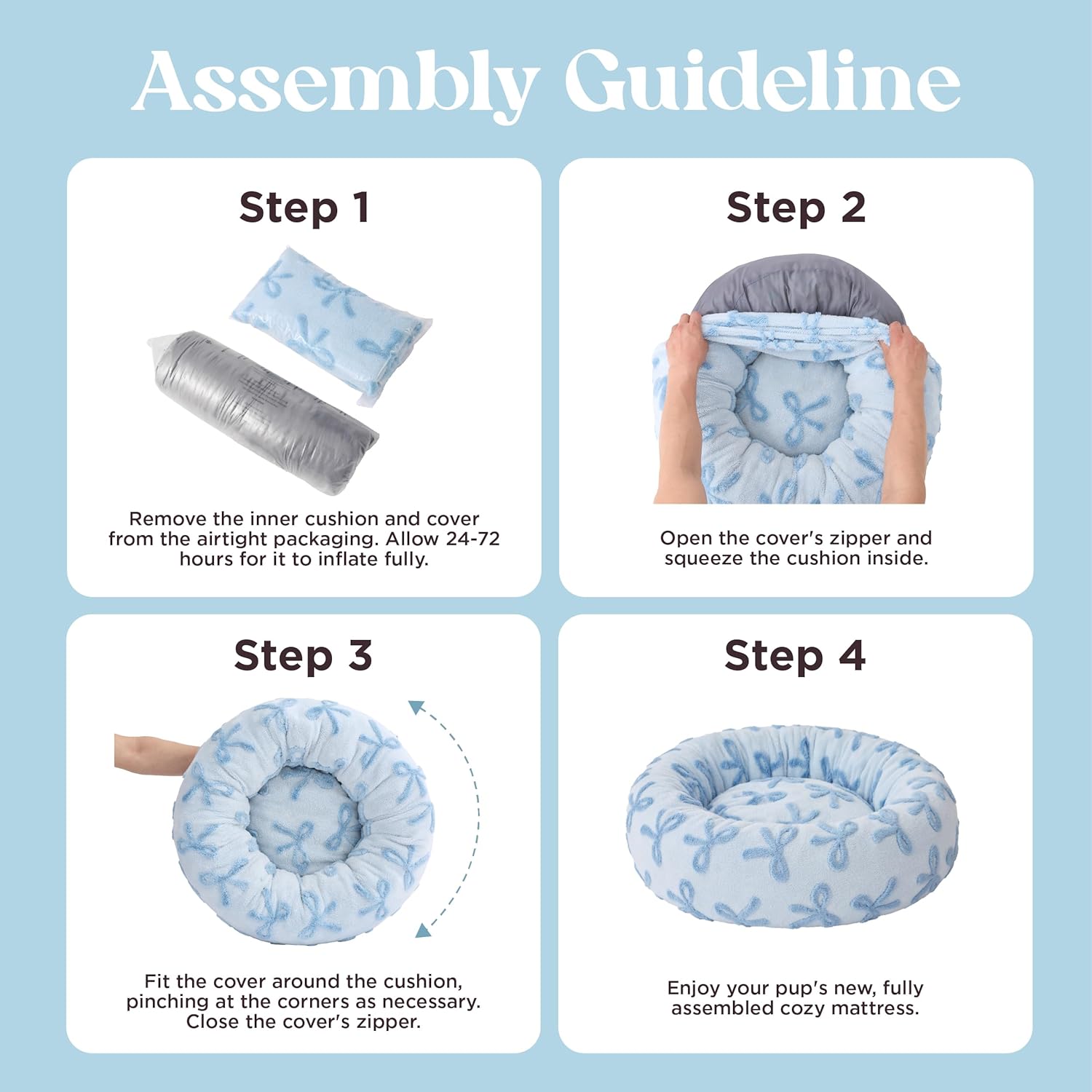 LE SURE Donut Small Dog Bed - Round Cat Beds for Indoor Cats Anti-Anxiety Calming Pet Beds, Washable Cute Modern Beds with Teddy Sherpa Plush & Anti Slip Bottom, 23 Inch, Ice Melt