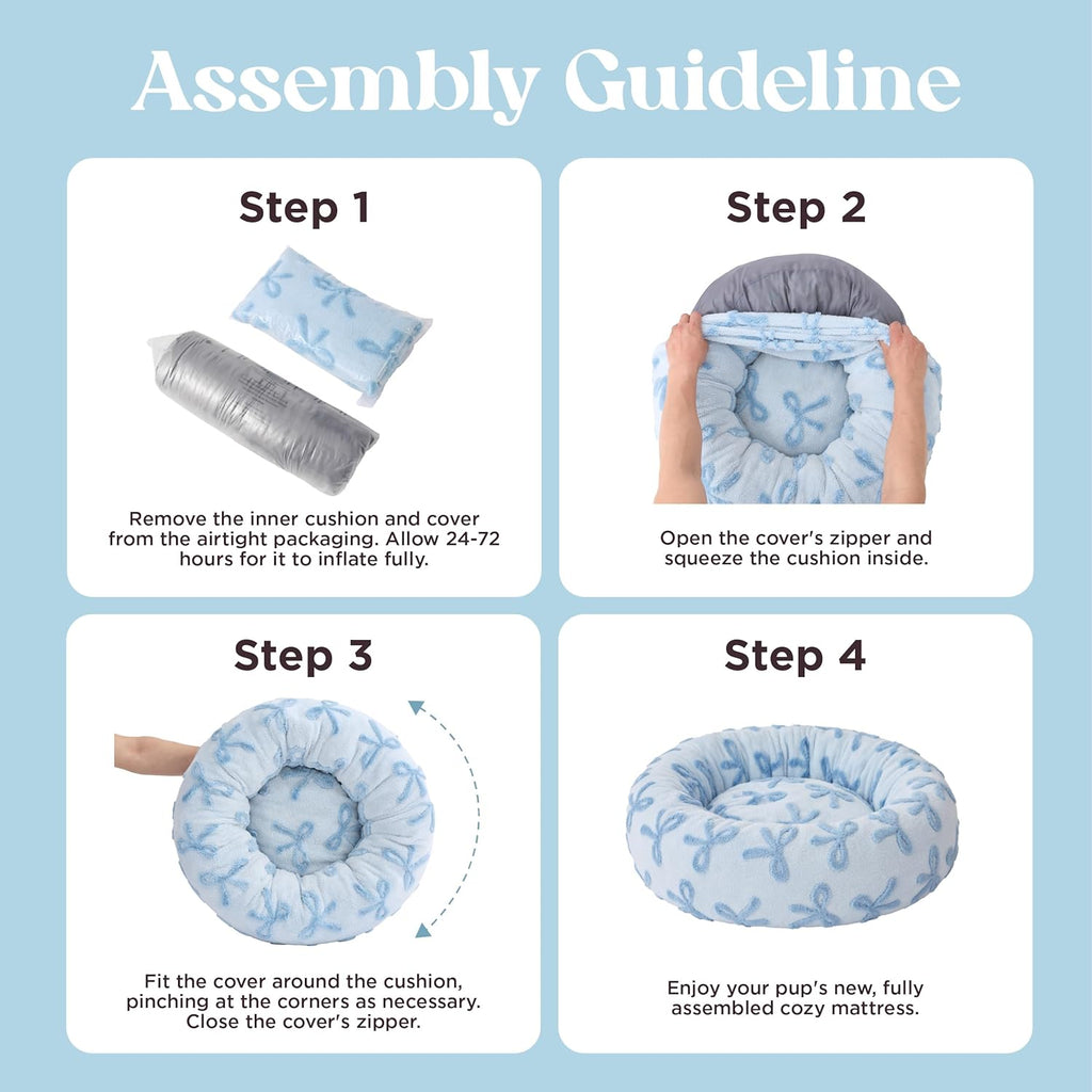 LE SURE Donut Cat Beds for Indoor Cats - Round Small Dog Bed Calming Pet Beds, Cute Modern Beds with Jacquard Shaggy Plush & Anti Slip Bottom, 20 Inch, Ice Melt