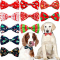 PET SHOW 10pcs/Pack 4.5 * 2.5" Christmas Large Dogs Collar Attachment Bow Ties Xmas Parties Medium Dog Cats Collar Charms Accessories Slides Bowties Assorted
