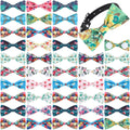 Weewooday 16 Pcs Dog Bow Ties Slide Pet Collar Bows Summer Hawaiian Styles Large Dog Collar Attachment Bowtie with Rubber Bands Male Pet for Spring Summer Grooming Independence Day(Fresh Style)