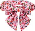 Lionet Paws Christmas Dog Collar with Sailor Bow, Cute Ho Christmas Tree Snowman Pink Dog Collar Bow Tie for Dogs, Small, Neck 10-16 inches