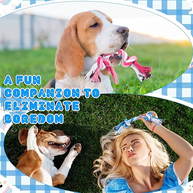 48 Pcs Dog Rope Toys Bulk, 100% Cotton Rope Dog Toys for Aggressive Chewers Durable Puppy Tug of War Toy with Knot, Interactive Puppy Toy for Small & Medium Pet Teething, Teeth Cleaning - 6 Colors