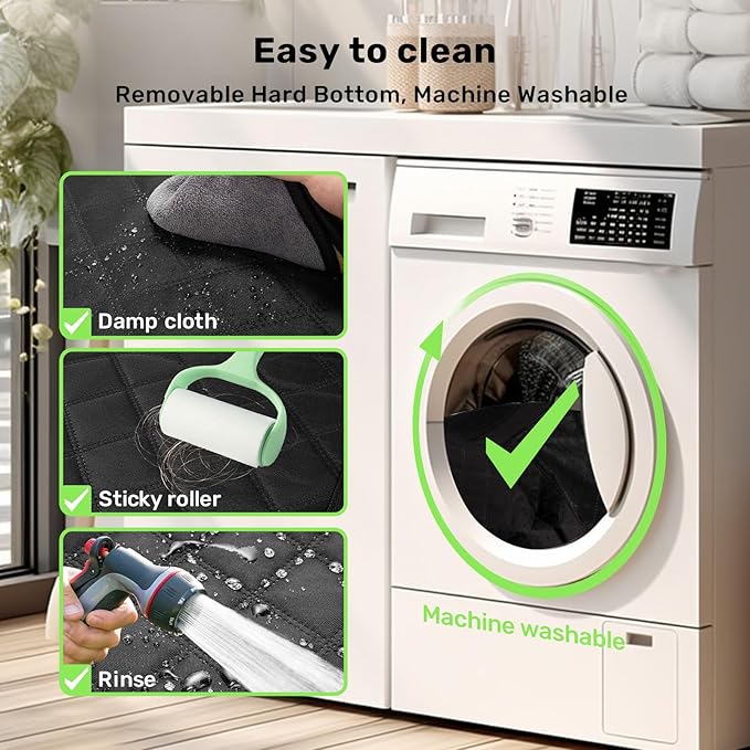 Zanch Heavy-Duty Dog Car Seat Cover, Flat Solid Back Seat Extender for Multi Large Dogs, Hard-Base Supports 450 lb, Waterproof Scrachproof Hammock Protector, Standard for Cars, SUV, Trucks, Black