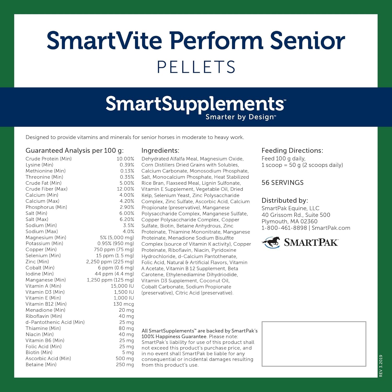 SmartVite Perform Senior Pellets | Vitamin E, Magnesium Supplement for Senior Horses | Includes Vitamin C, B Complex, Manganese, Biotin and More | 56 Servings | 12.5 lb Bucket