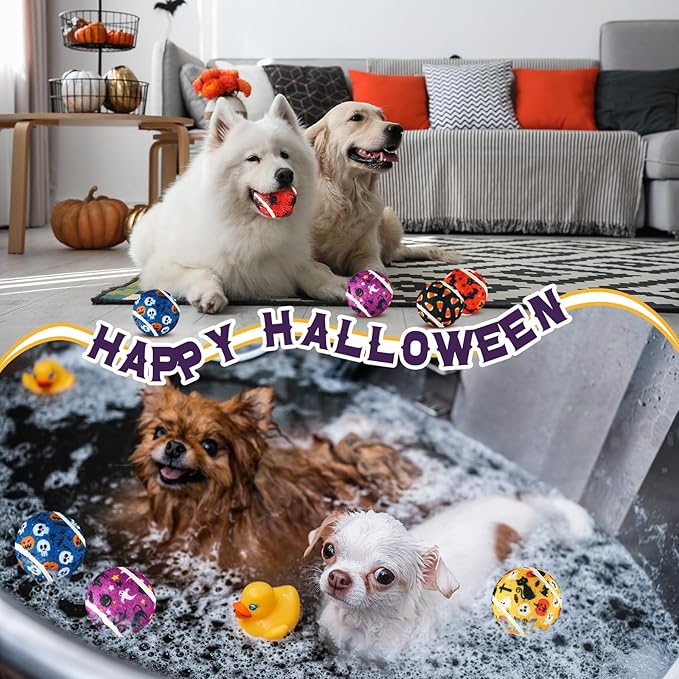 36 Pcs Dog Squeaky Tennis Balls 2.5 Inch Interactive Balls for Small Medium Large Dogs Teething Chew Toys for Throwing Fetch Exercise Playing Outdoor 6 Style(Spider)