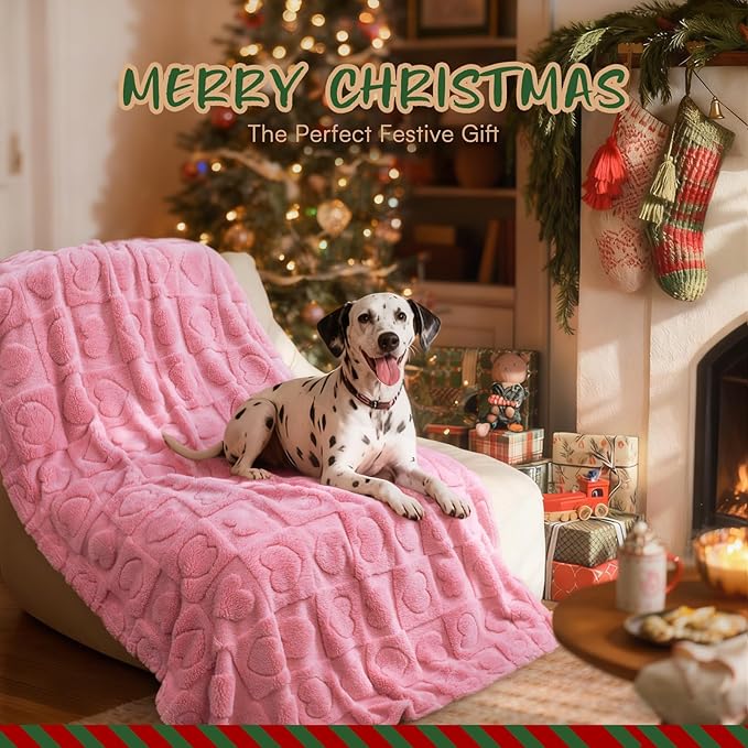 Luciphia Small Dog Blanket Washable Pet Bed Cover Soft Fluffy Puppy Blanket with Premium Fleece 300GSM Cozy Calming Cat Blankets for Indoor Cats Pink 41x31 inch