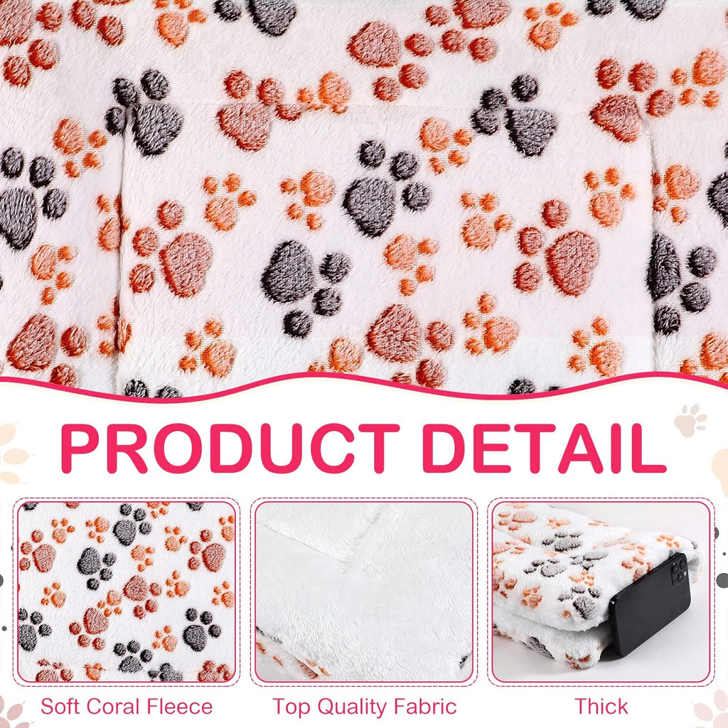 4 Pack Ultra Soft Dog Cat Bed Mat with Cute Prints Reversible Fleece Dog Crate Kennel Pad Cozy Washable Thickened Hamster Guinea Pig Pet Bed Mat for Small Animals(23 x 18 Inches,Vivid Color)