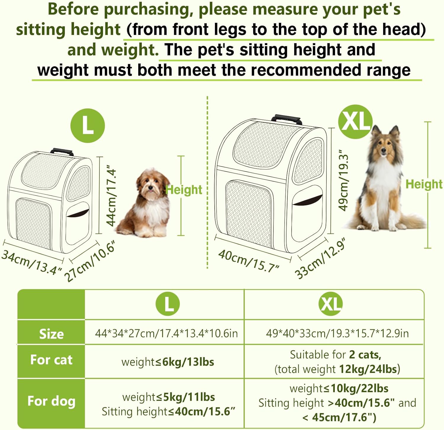 Pecute Pet Carrier Backpack, Large Cat Carrier Backpack, Expandable Cat Backpack with Breathable Mesh for Medium Large Cats, and Small Dogs, Dog Backpack Carrier for Travel Hiking Khaki