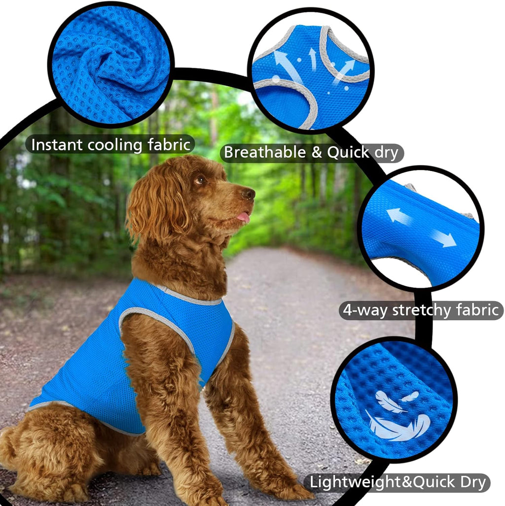2 Pack Cooling Shirts for Dogs, Breathable Lightweight Dog Shirts for Large Dogs Boy, Sleeveless Sun Protection Shirts for Dog&Cat Puppy Vest Pet Apparel
