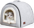 Cat Bed for Indoor Cats，Foldable cat cave，Anti-Slip & Water-Resistant Bottom，cat Houses for Indoor Cats or Small Dogs, Kitten Tent, Rabbit Bed，2 in 1 pet Bed (Grey)