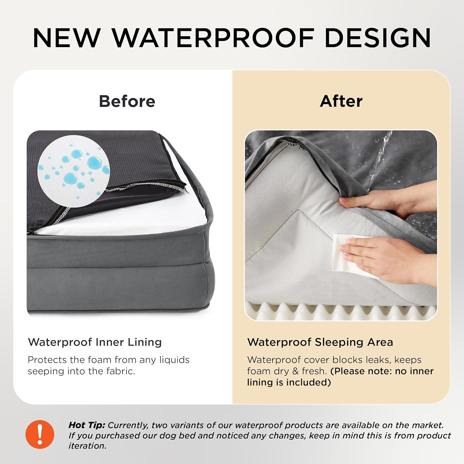 Bedsure Orthopedic Dog Beds Large Sized Dog - Washable Large Dog Cat Bed Waterproof, Comfort Dogs Couch Sofa with Washable Removable Cover, Pet Bed with Nonskid Bottom, Grey, 35"