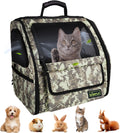 Collapsible Cat Backpack Carrier, Dog Backpack Carrier for Small Dogs Cats Up to 12 Lbs, Three-Sided Breathable Pet Backpack with Soft Padded, Designed for Outdoor and Travel Use, Camo