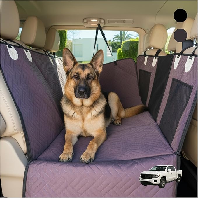 – Back Seat Pet Cover for Dogs, Premium Dog Hammock for Car with Hard Bottom | XL, Waterproof & Washable | Dog Car Seat Cover for Large | Fits Large SUV, Trucks (Brown)