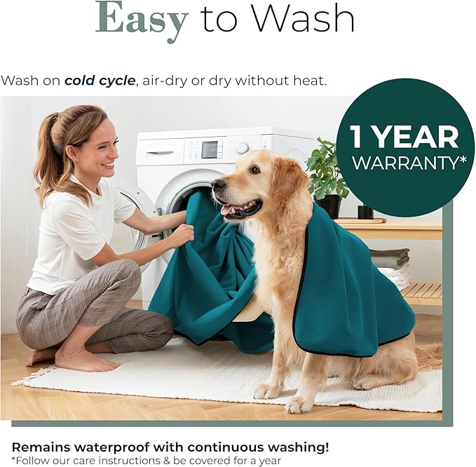 Waterproof Dog Blanket - Multipurpose Lekproof Blanket for Pets or Adults - Furniture Protector for Bed, Couch, Water Proof & Stain Resistant Easy to Clean Throw Blanket, Reversible Blue 50"x60"