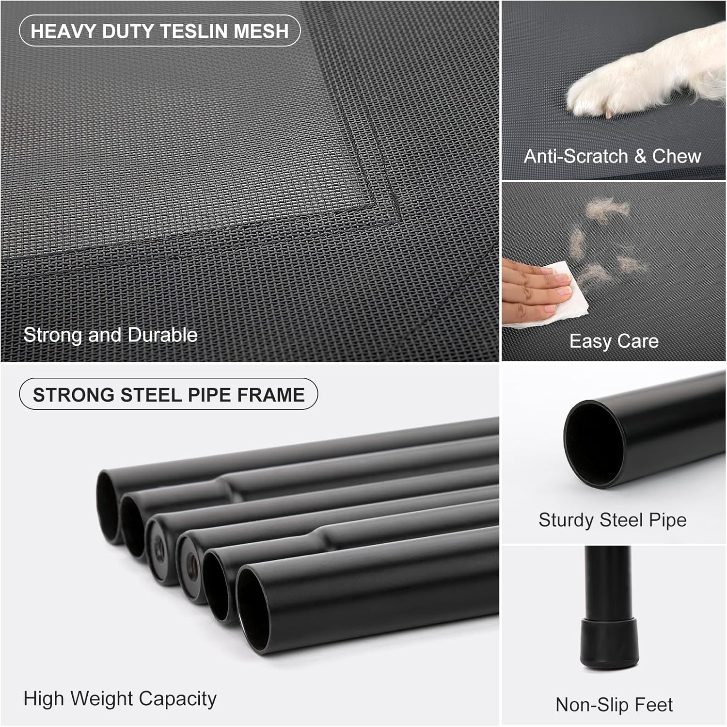 50" Lx35 Wx8 H Cooling Elevated Dog Bed for Large Dogs with Non-Slip Floor Protectors & Breathable Mesh, Raised Indoor & Outdoor Dog Cot Pet Hammock, Green