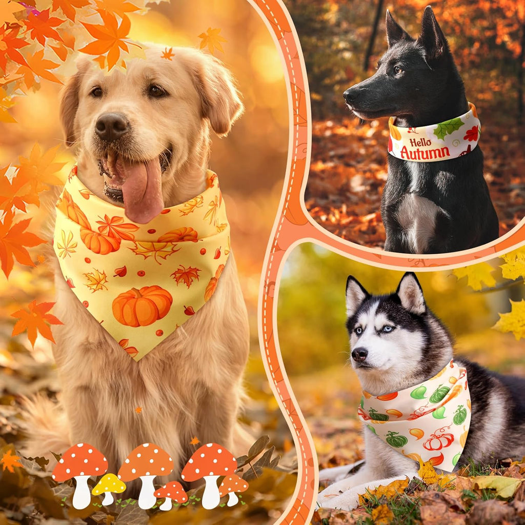 Chunful 100 Pieces Fall Dog Bandanas Bulk Autumn Pet Bandanas with Pumpkin Patterns Triangle Scarf Bib Kerchief Set for Small Large Dog Thanksgiving Costume Accessories (31.5 x 21.7 x 21.7)