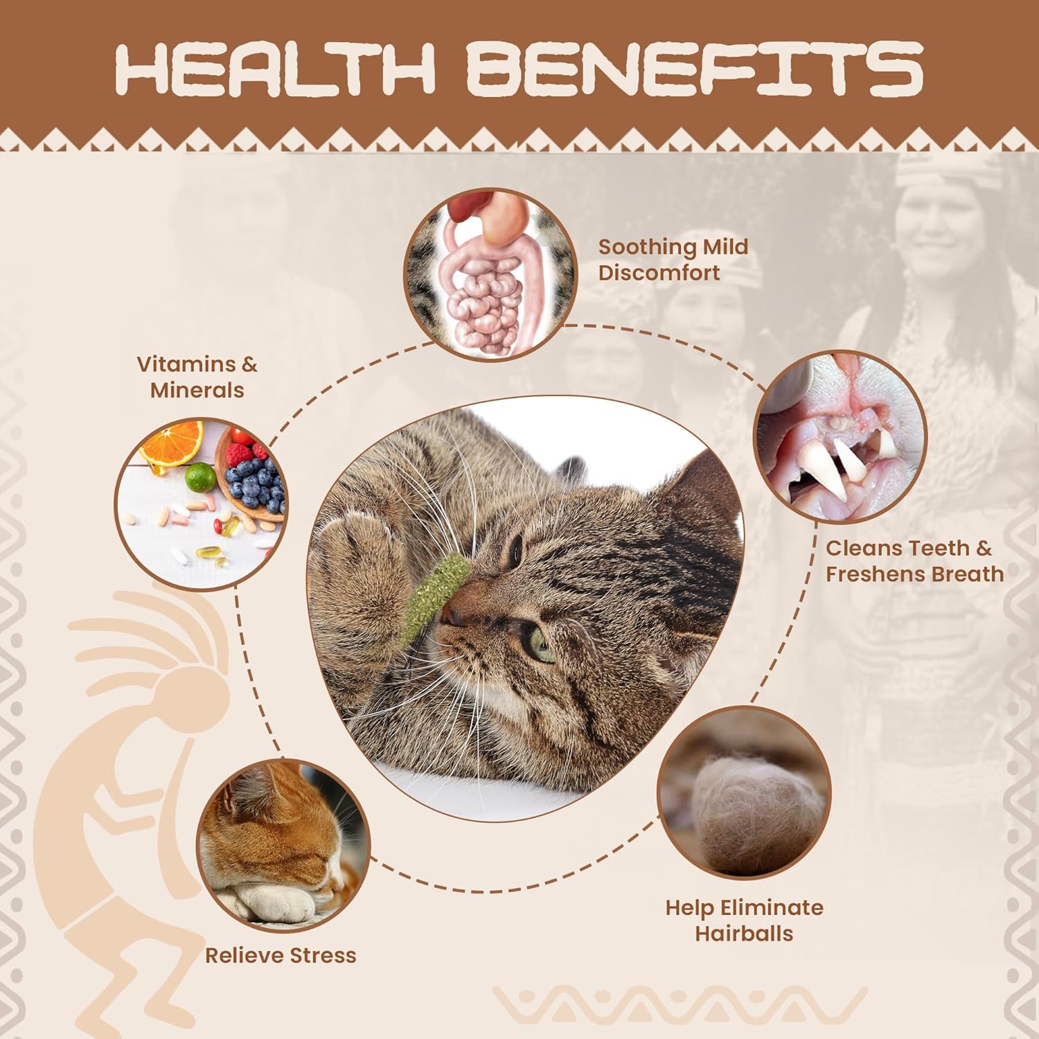 HUPA Cat Chew Sticks | Anxiety Relief & Digestive Support, Kitten Teething Chews, Cat Dental Chews | Natural Catnip Teething for Indoor Cats, Energetic Chew for All Ages & Breeds | 6 Sticks