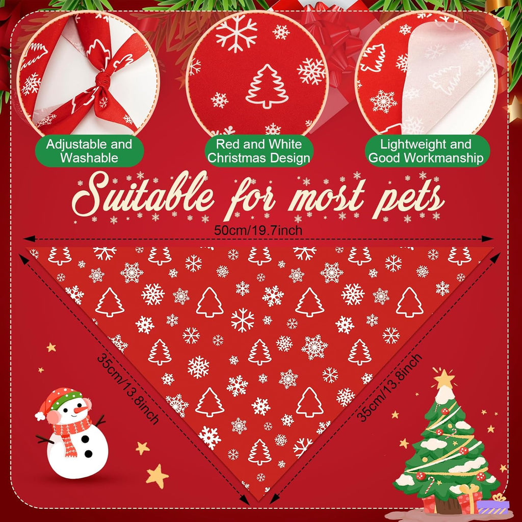 Abbylike 50 Pcs Christmas Dog Bandanas Bulk Xmas Red and White Bandanas for Dogs Triangle Kerchief Bibs Scarf Set for Pet Christmas Costume Photo Props Accessories Pet Shops (19.7 x 13.8 x 13.8)
