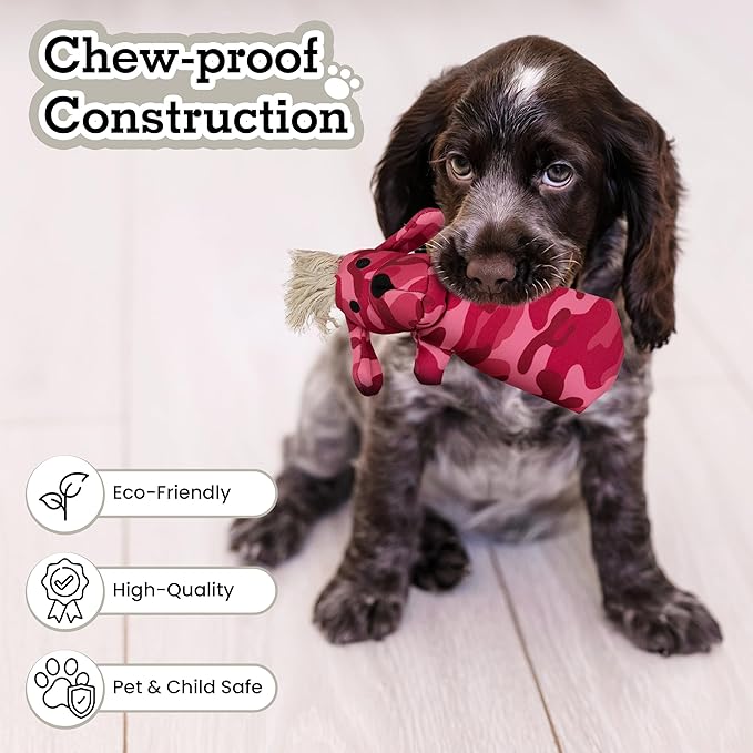 3-Piece Eco-Friendly Durable Squeaky Dog Chew Toy Set - Sarge, T-Bone & Pinky, Assorted Colors (Safe for Pets/Kids)