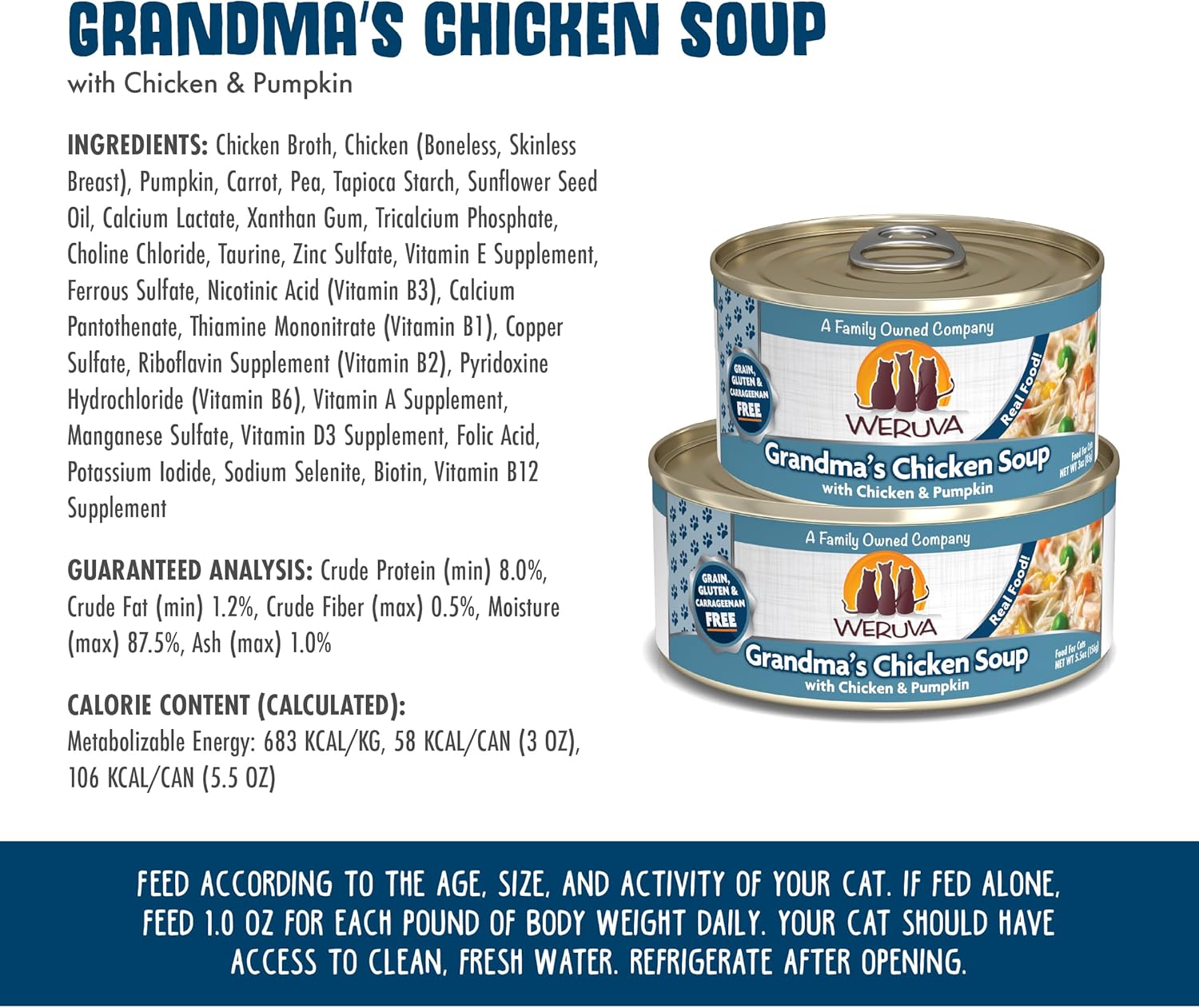 Weruva Classic Cat Food, Grandma?S Chicken Soup with Chicken Breast & Veggies, 5.5Oz Can (Pack of 24)